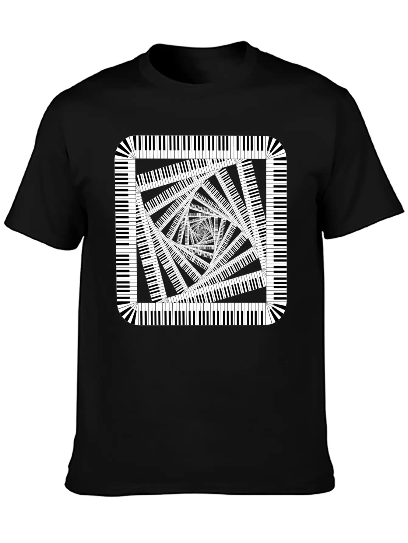 Piano Keys Rounded Square Vortex 2 Breathable Soft Cotton T-Shirt – Timeless Casual Look