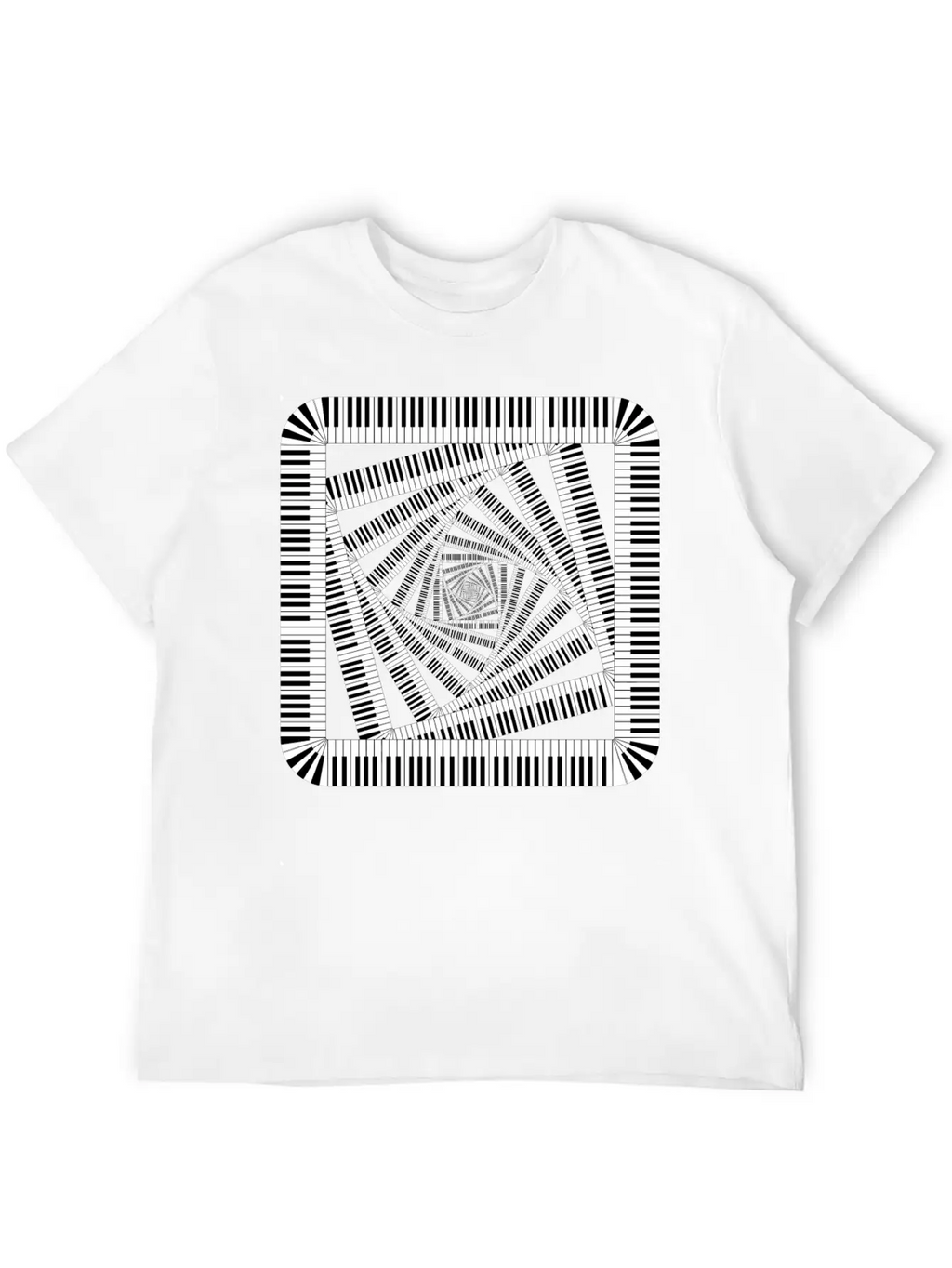 Piano Keys Rounded Square Vortex 2 Breathable Soft Cotton T-Shirt – Timeless Casual Look