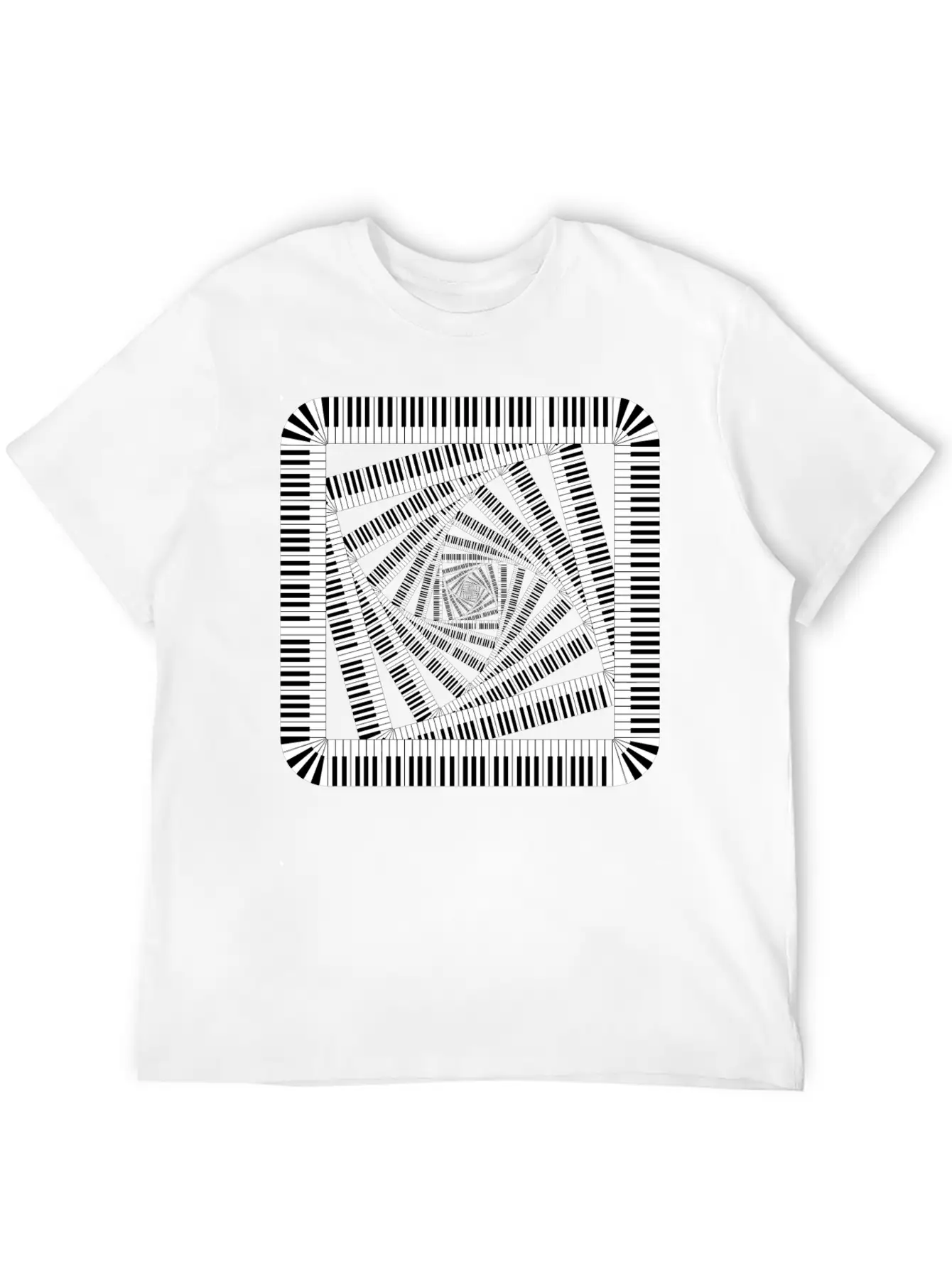 Piano Keys Rounded Square Vortex 2 Breathable Soft Cotton T-Shirt – Timeless Casual Look