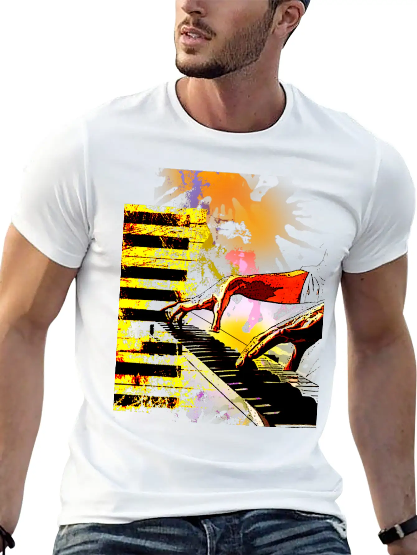 Piano Unisex Casual T-Shirt – Clean Design For Daily Comfort