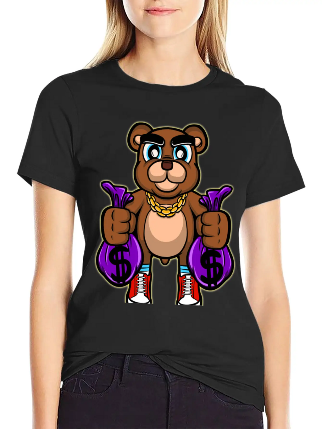 Pick Up Money Cartoon Essential Cotton Tee For Daily Outfits – Unisex Style