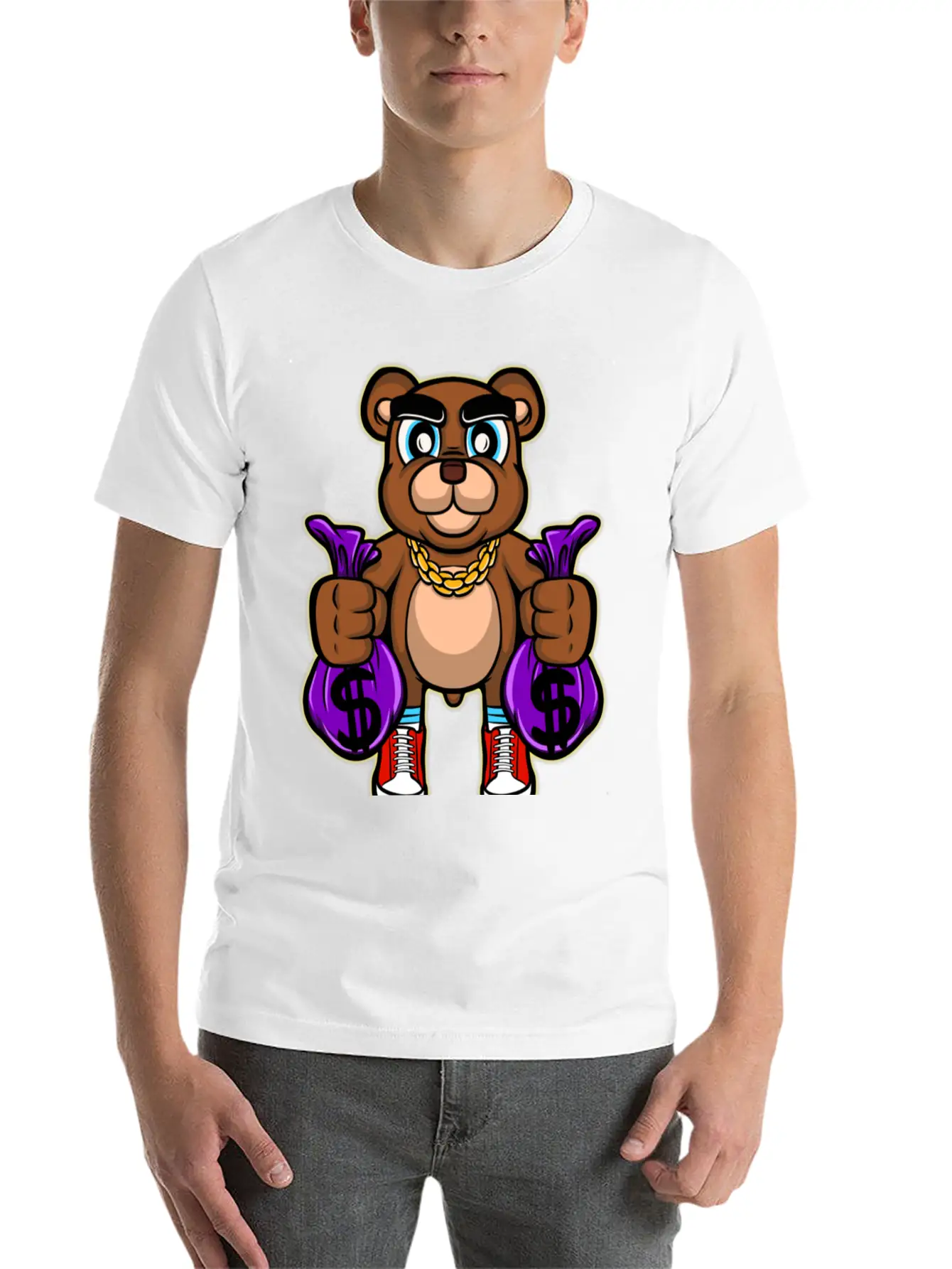 Pick Up Money Cartoon Essential Cotton Tee For Daily Outfits – Unisex Style