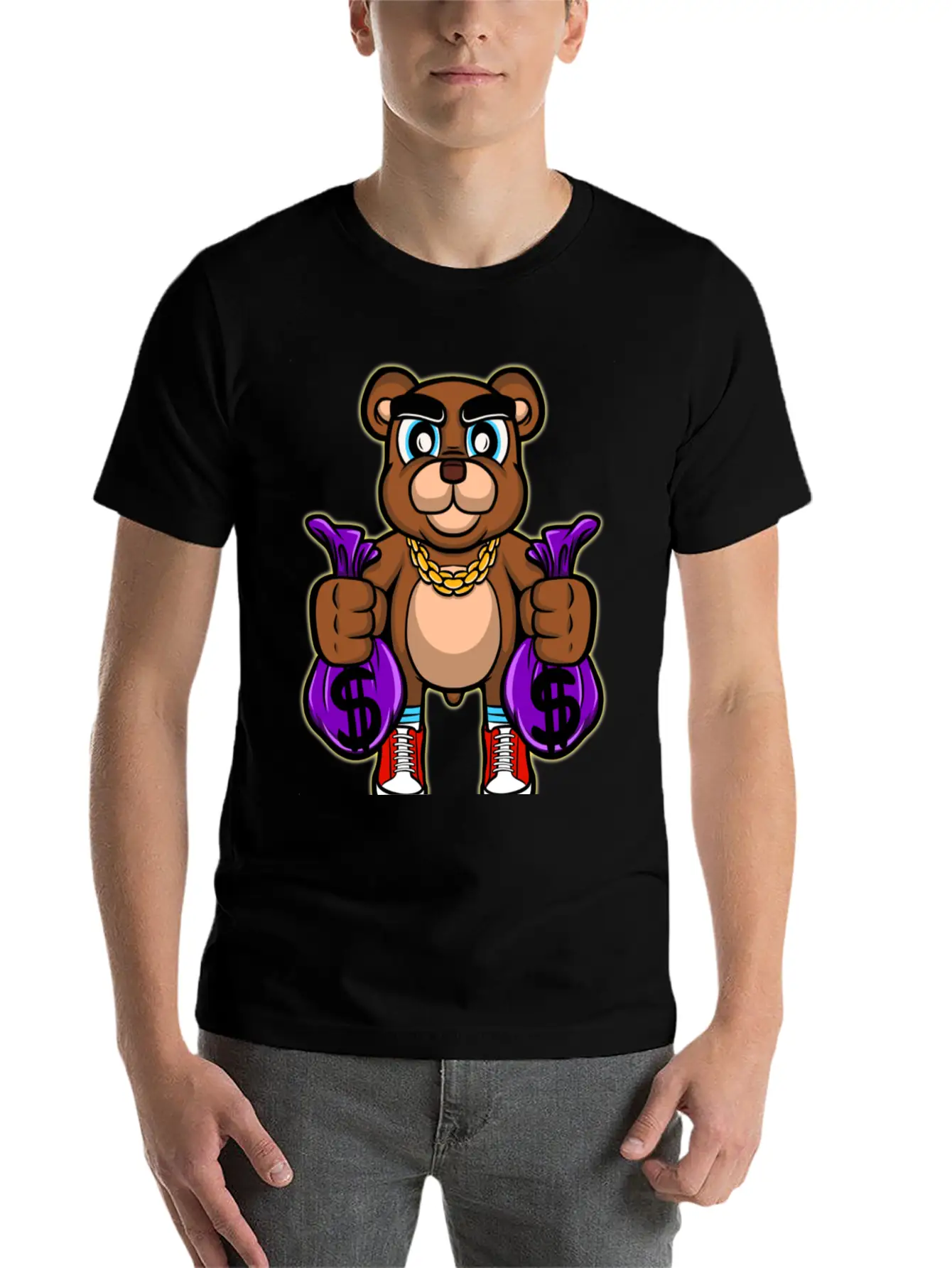 Pick Up Money Cartoon Essential Cotton Tee For Daily Outfits – Unisex Style