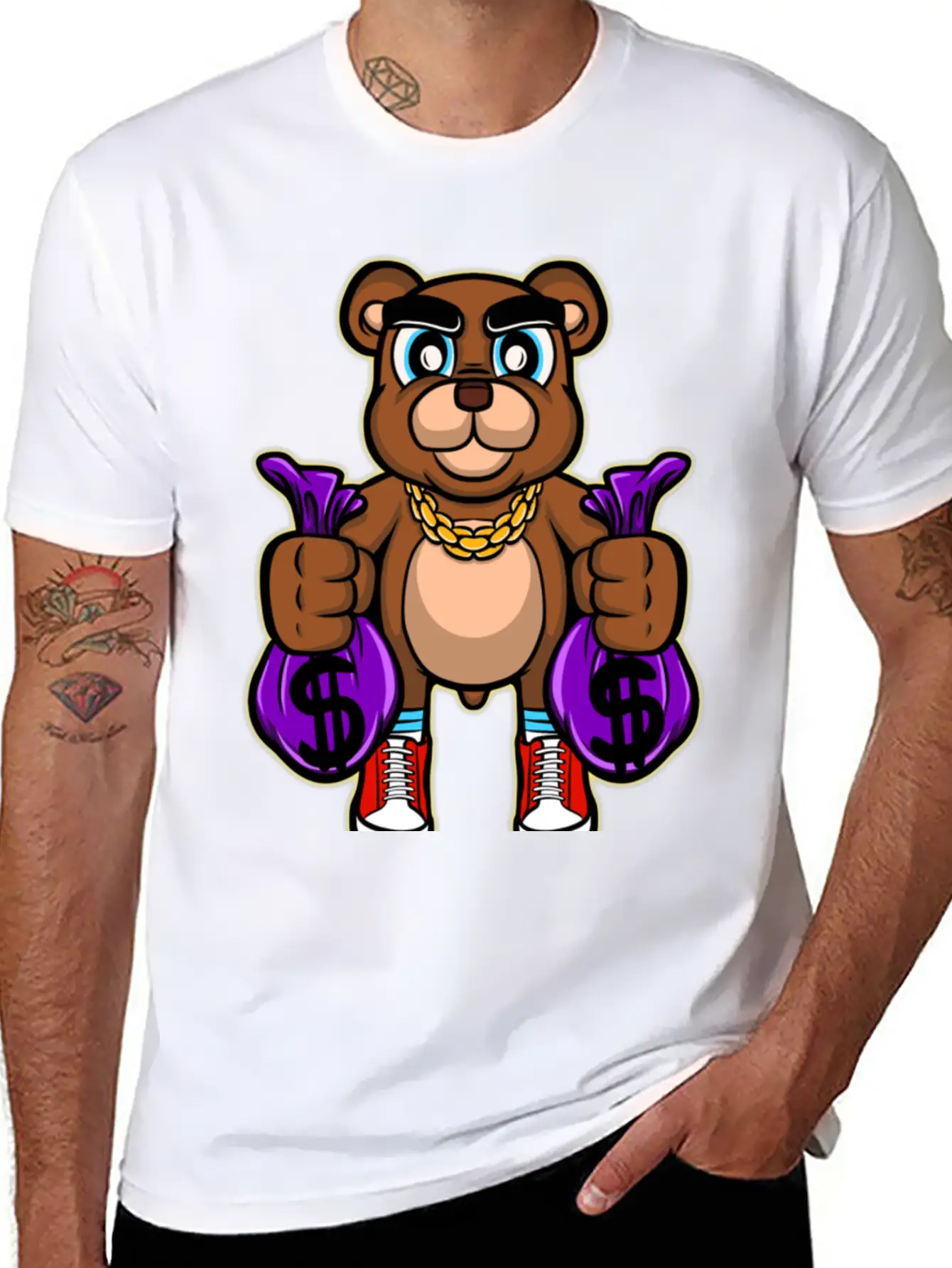 Pick Up Money Cartoon Essential Cotton Tee For Daily Outfits – Unisex Style