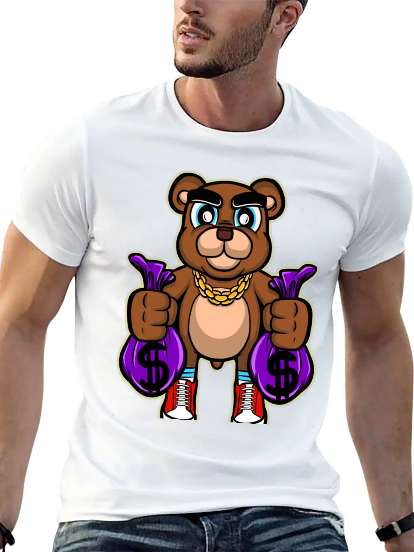 Pick Up Money Cartoon Essential Cotton Tee For Daily Outfits – Unisex Style