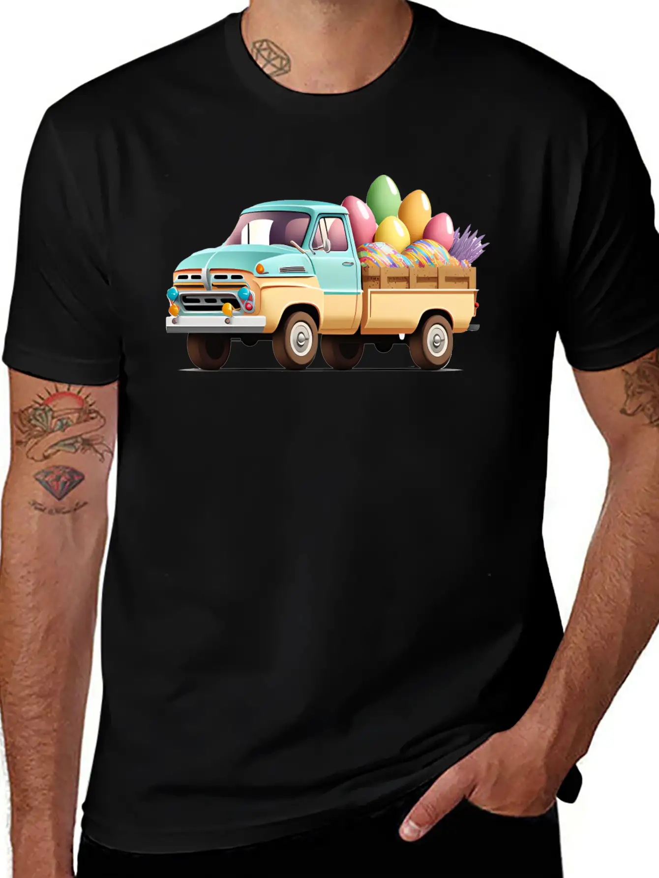 Pickup Truck With Easter Eggs Stylish Everyday T-Shirt – Unisex Basic Cotton Tee