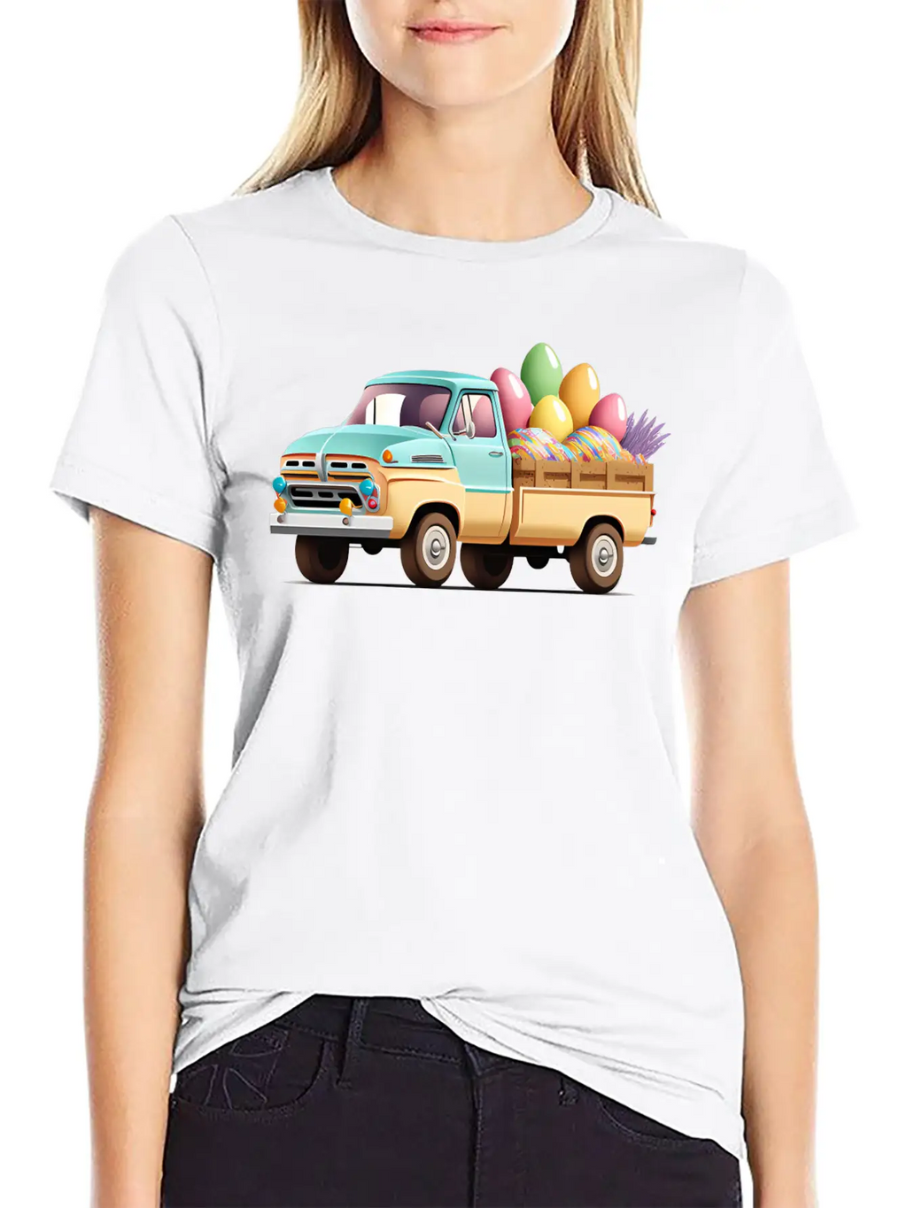 Pickup Truck With Easter Eggs Stylish Everyday T-Shirt – Unisex Basic Cotton Tee