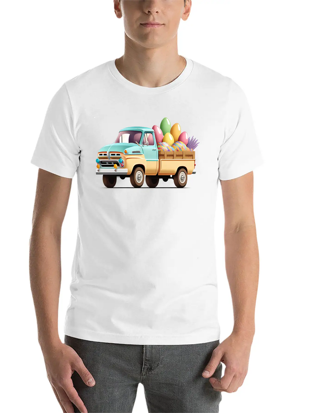 Pickup Truck With Easter Eggs Stylish Everyday T-Shirt – Unisex Basic Cotton Tee