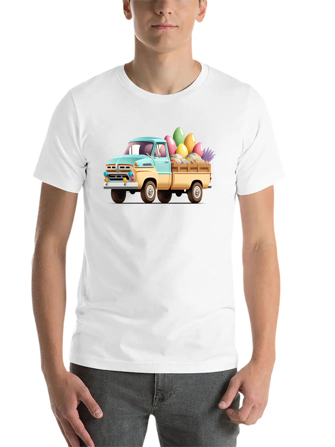Pickup Truck With Easter Eggs Stylish Everyday T-Shirt – Unisex Basic Cotton Tee