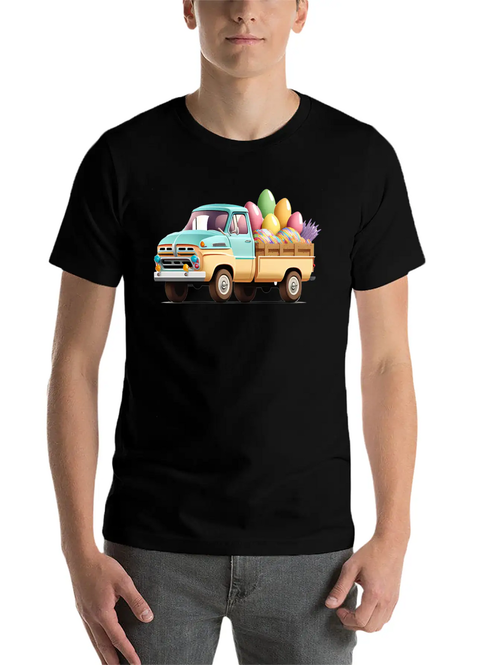 Pickup Truck With Easter Eggs Stylish Everyday T-Shirt – Unisex Basic Cotton Tee