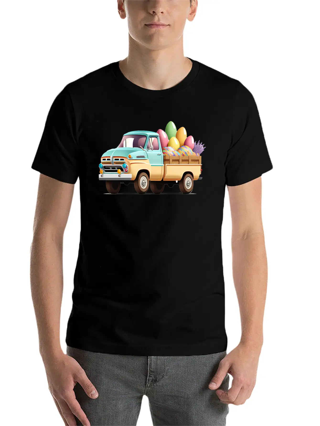 Pickup Truck With Easter Eggs Stylish Everyday T-Shirt – Unisex Basic Cotton Tee