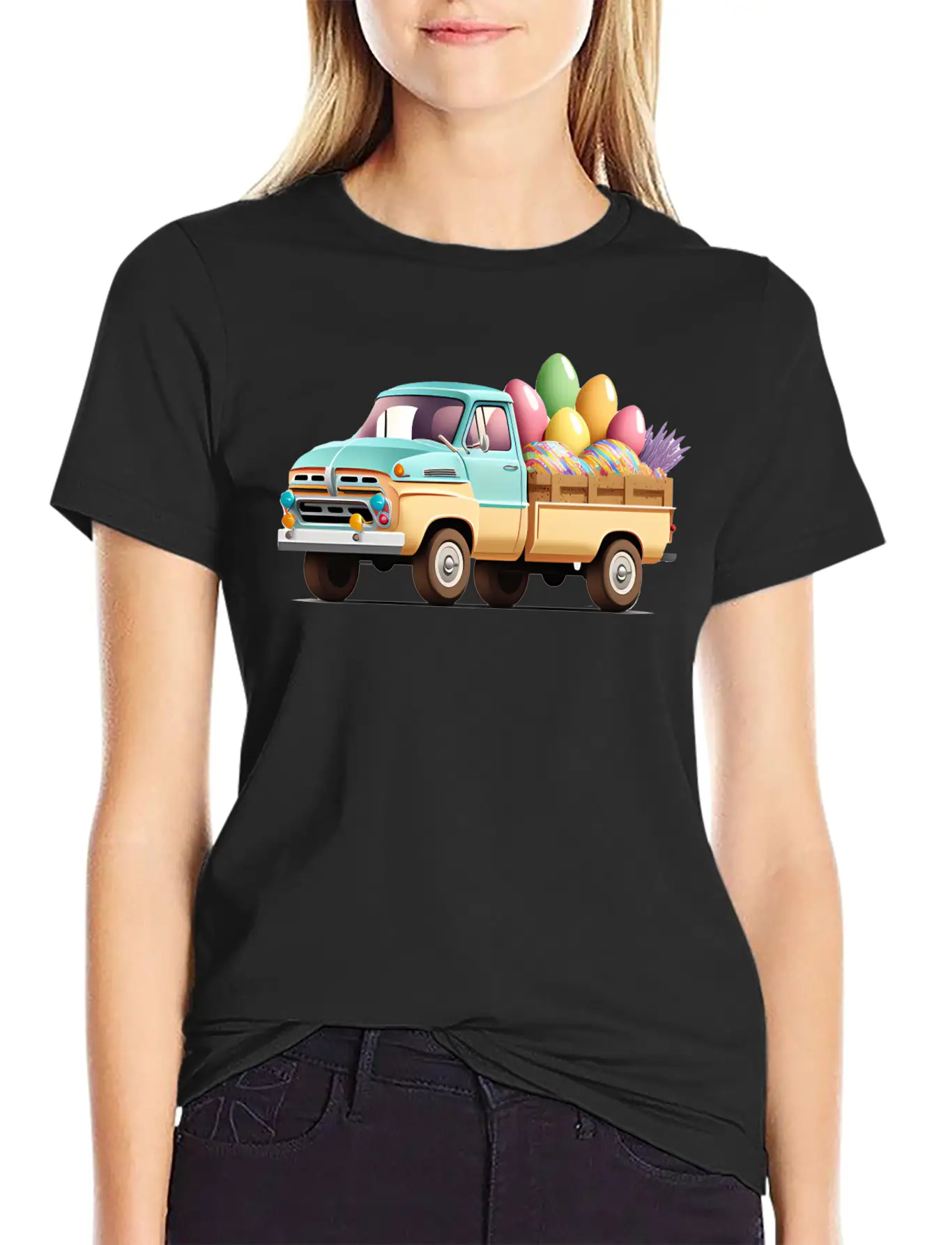 Pickup Truck With Easter Eggs Stylish Everyday T-Shirt – Unisex Basic Cotton Tee