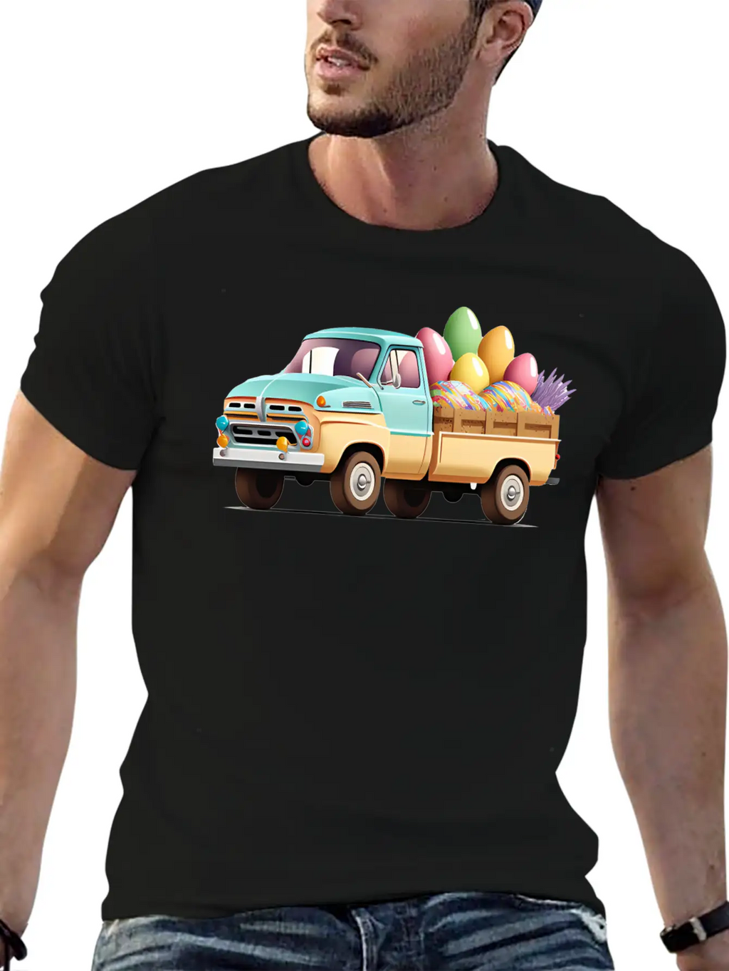 Pickup Truck With Easter Eggs Stylish Everyday T-Shirt – Unisex Basic Cotton Tee