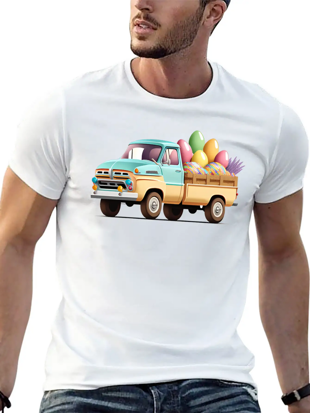 Pickup Truck With Easter Eggs Stylish Everyday T-Shirt – Unisex Basic Cotton Tee