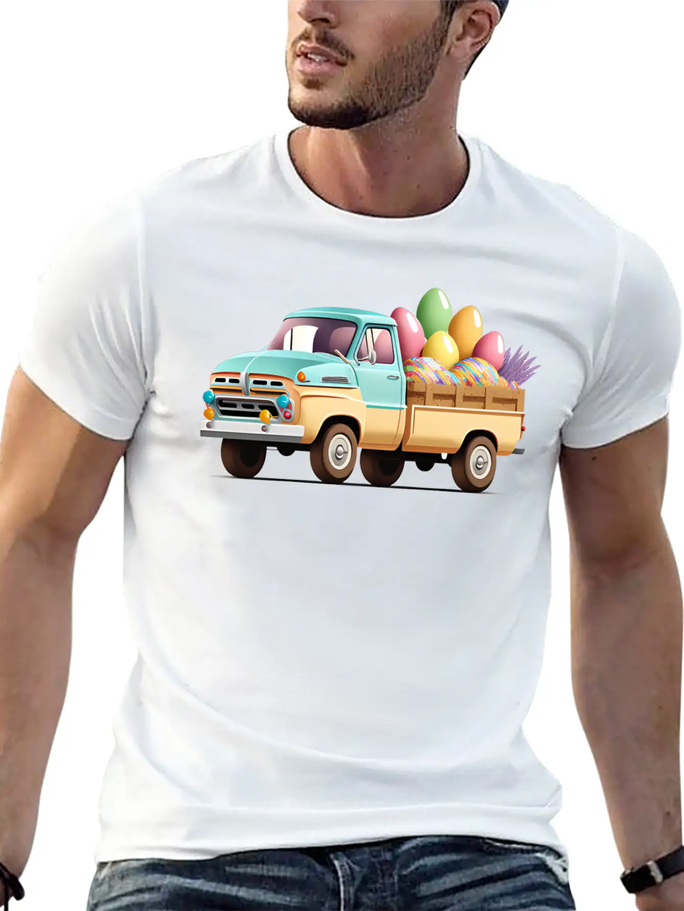 Pickup Truck With Easter Eggs Stylish Everyday T-Shirt – Unisex Basic Cotton Tee