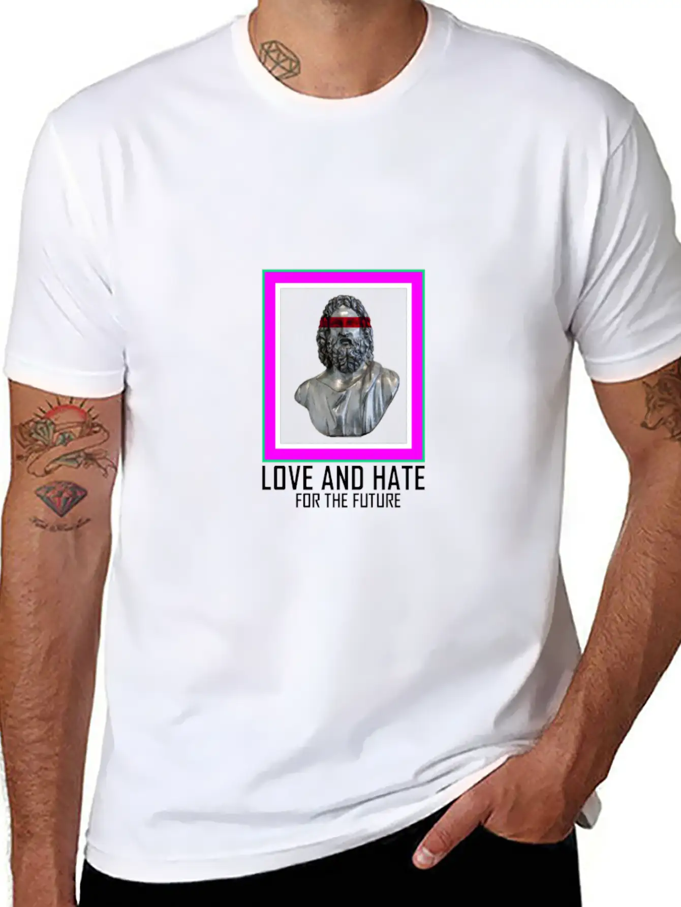 PICTURE LOVE AND HATE Breathable Graphic T-Shirt – Perfect For Casual Days