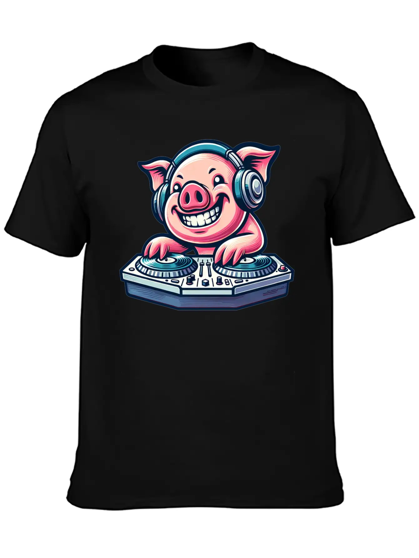 Pig DJ Disco Music Party Techno Minimal Breathable Graphic T-Shirt – Perfect For Casual Days