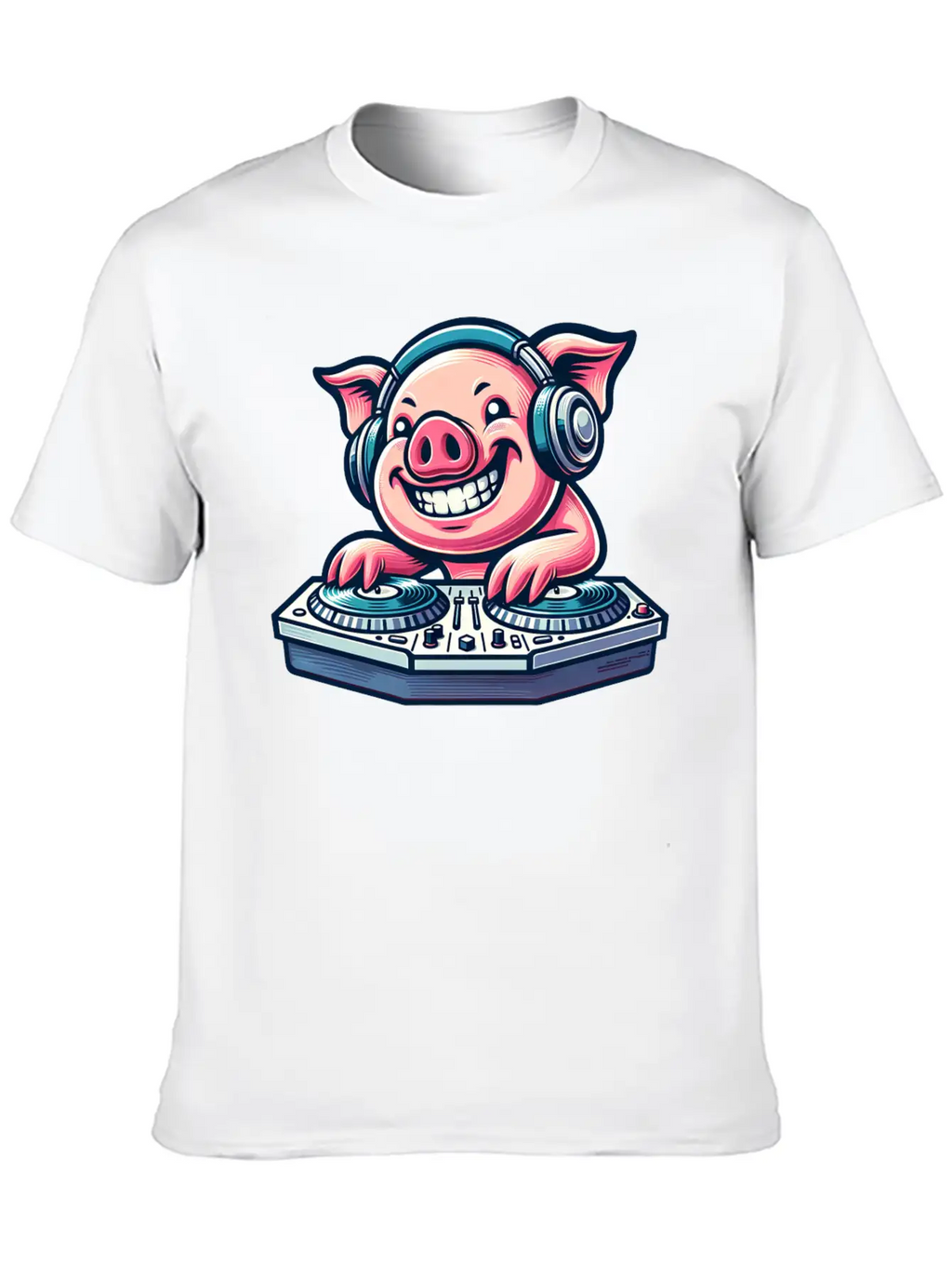Pig DJ Disco Music Party Techno Minimal Breathable Graphic T-Shirt – Perfect For Casual Days