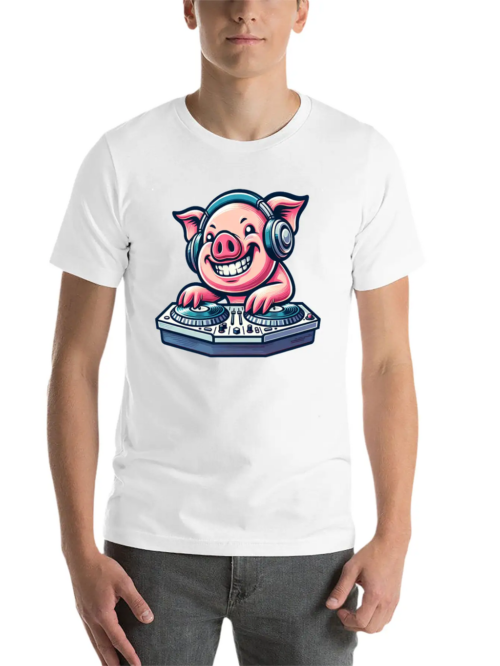 Pig DJ Disco Music Party Techno Minimal Breathable Graphic T-Shirt – Perfect For Casual Days