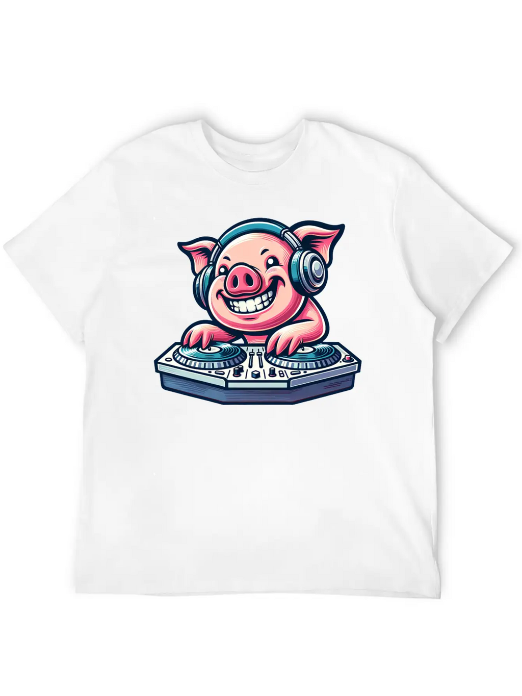 Pig DJ Disco Music Party Techno Minimal Breathable Graphic T-Shirt – Perfect For Casual Days