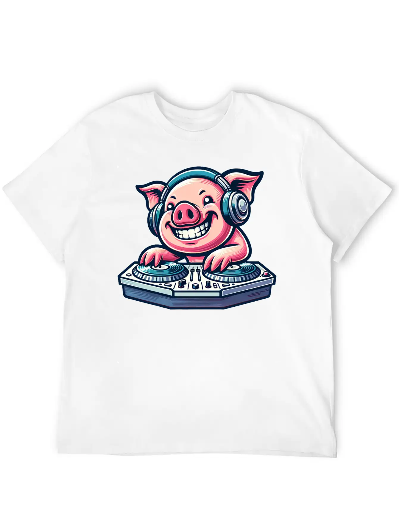 Pig DJ Disco Music Party Techno Minimal Breathable Graphic T-Shirt – Perfect For Casual Days