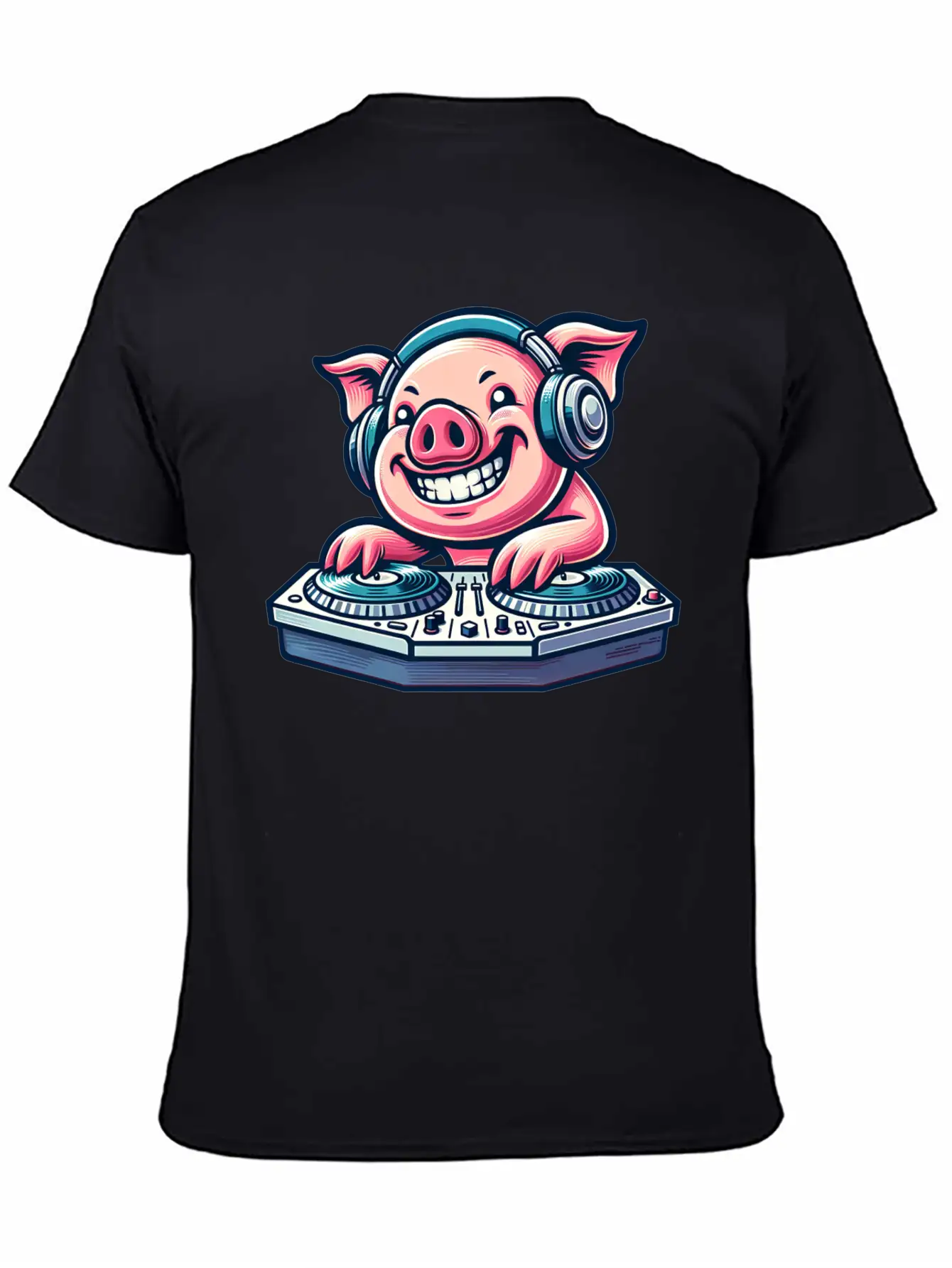 Pig DJ Disco Music Party Techno Minimal Breathable Graphic T-Shirt – Perfect For Casual Days