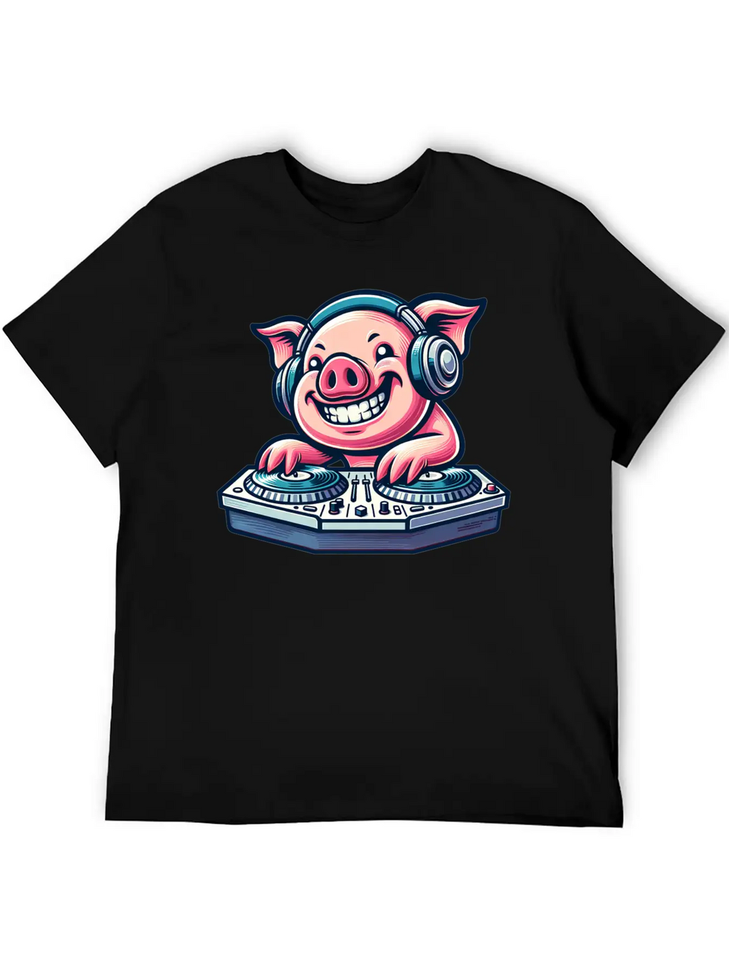 Pig DJ Disco Music Party Techno Minimal Breathable Graphic T-Shirt – Perfect For Casual Days