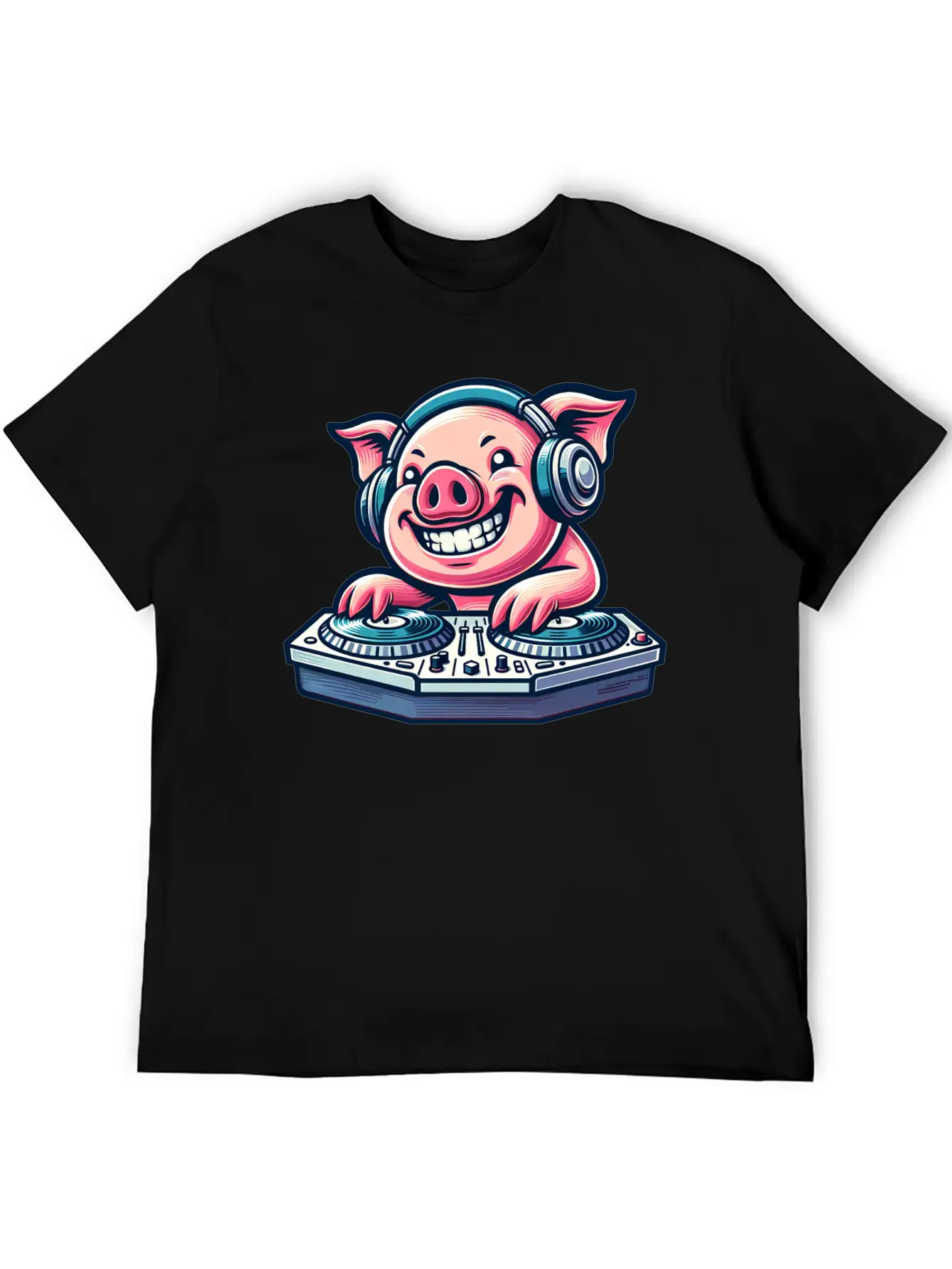 Pig DJ Disco Music Party Techno Minimal Breathable Graphic T-Shirt – Perfect For Casual Days