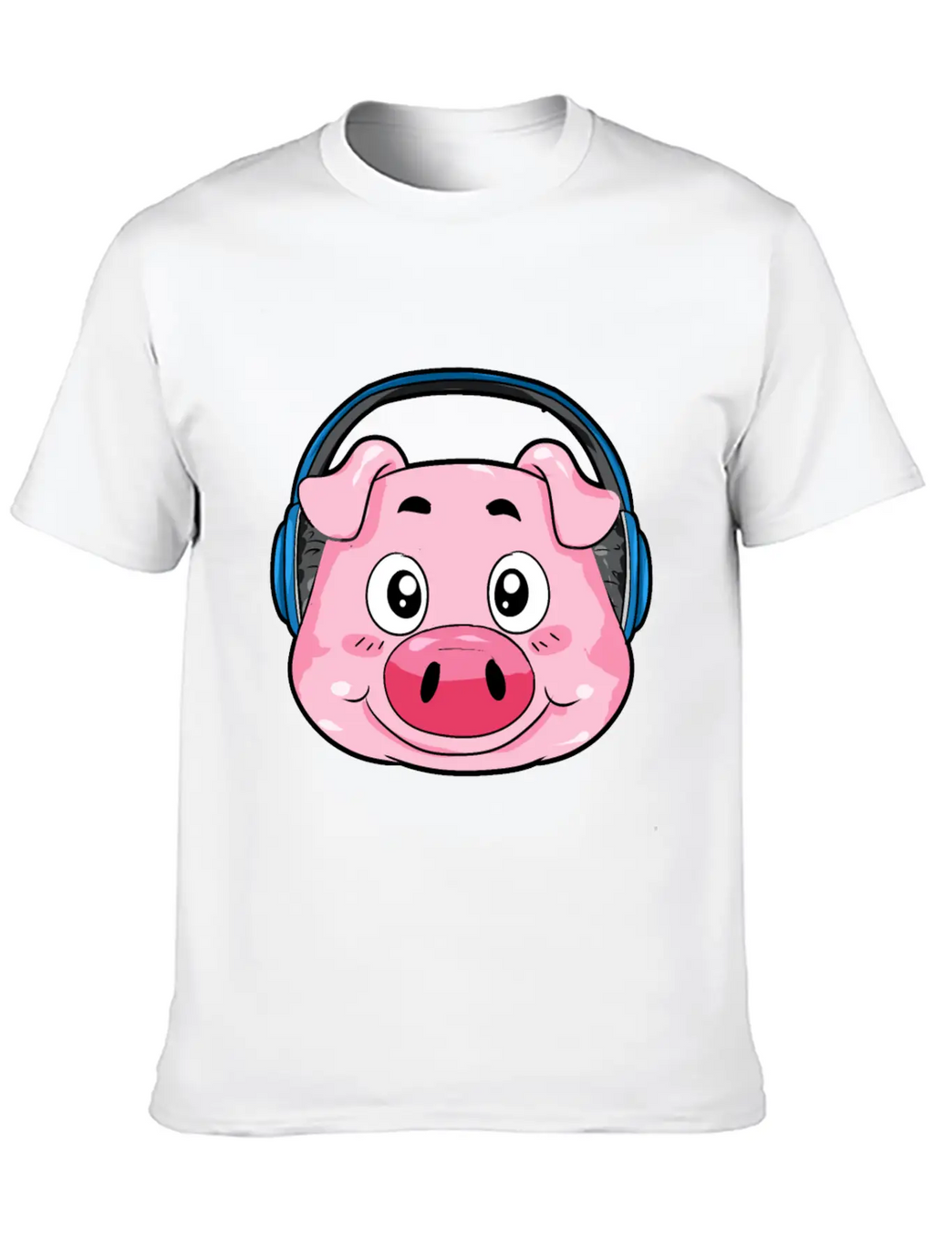 Pig With Headphones Essential Cotton Tee For Daily Outfits – Unisex Style