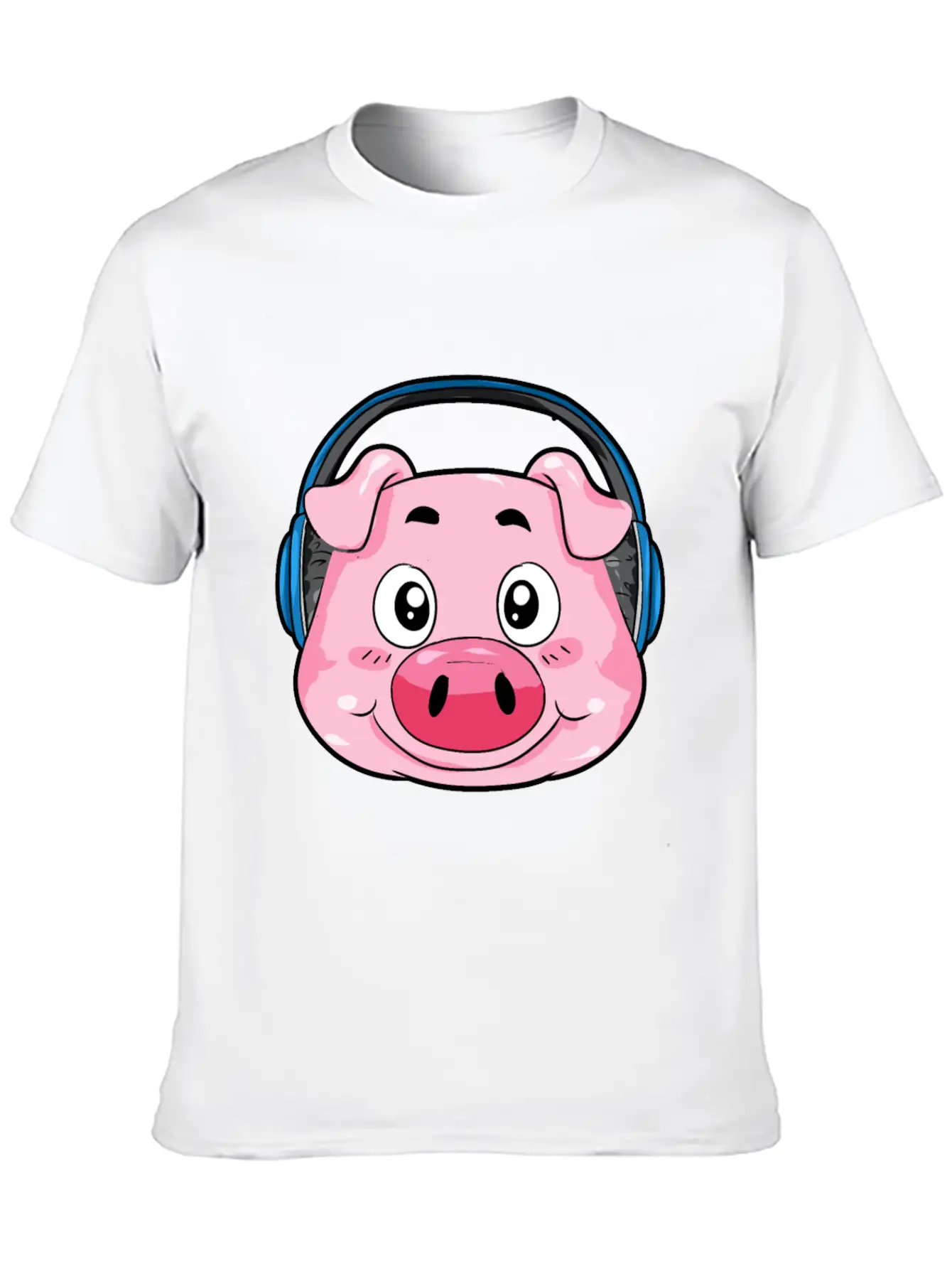 Pig With Headphones Essential Cotton Tee For Daily Outfits – Unisex Style