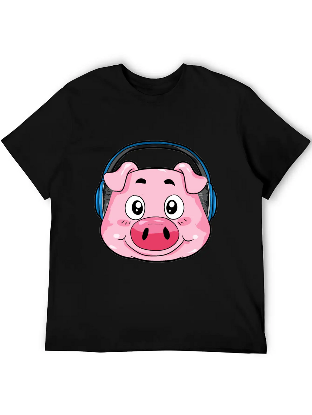 Pig With Headphones Essential Cotton Tee For Daily Outfits – Unisex Style