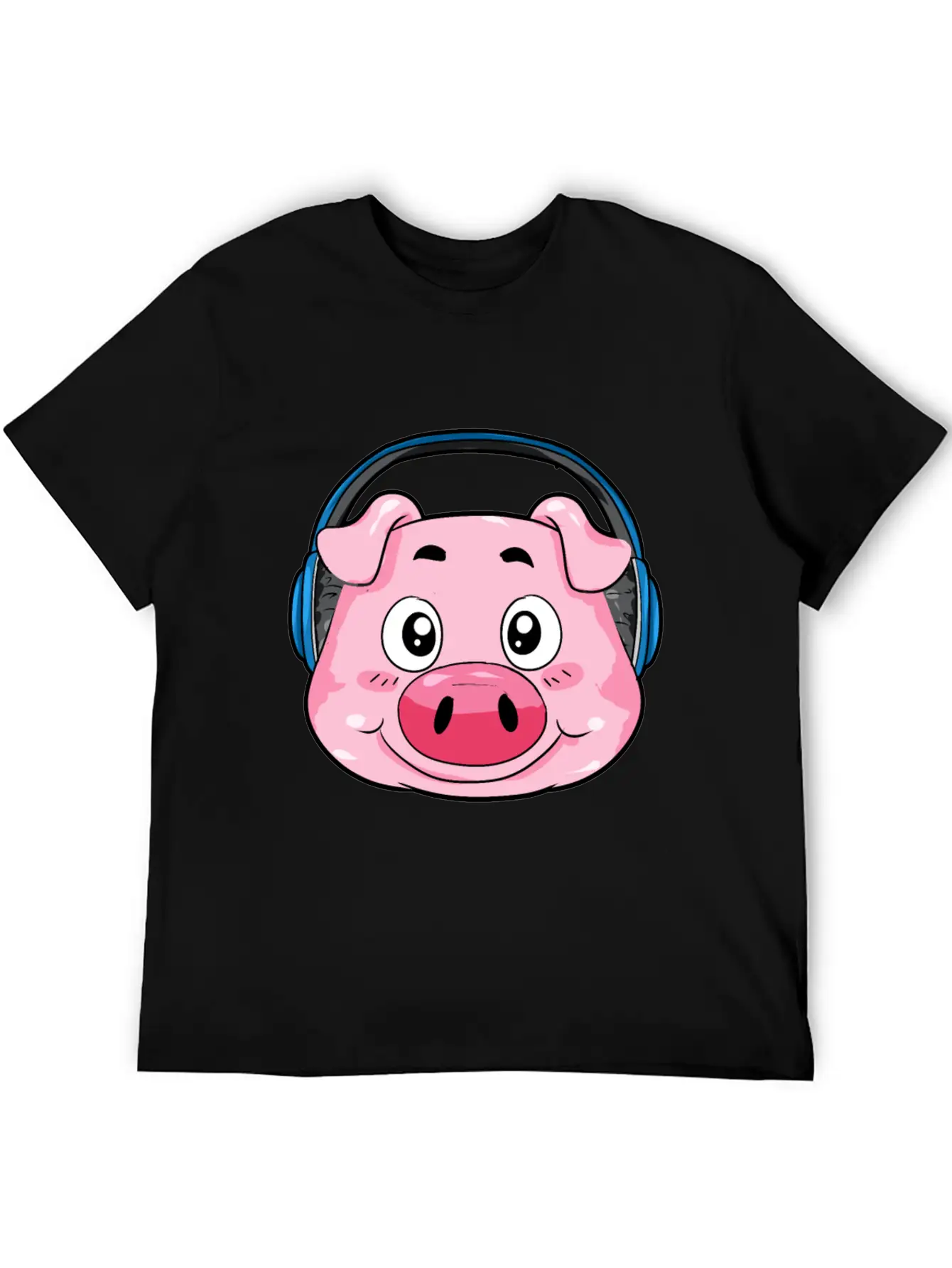 Pig With Headphones Essential Cotton Tee For Daily Outfits – Unisex Style