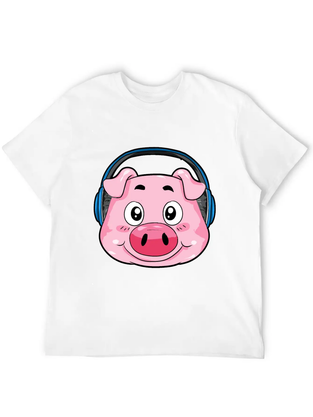 Pig With Headphones Essential Cotton Tee For Daily Outfits – Unisex Style