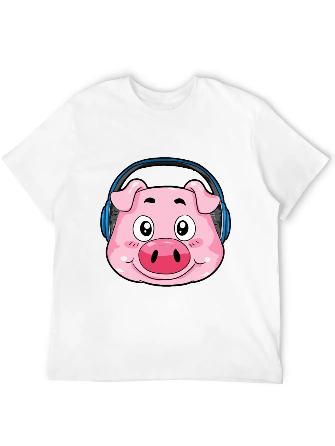 Pig With Headphones Essential Cotton Tee For Daily Outfits – Unisex Style
