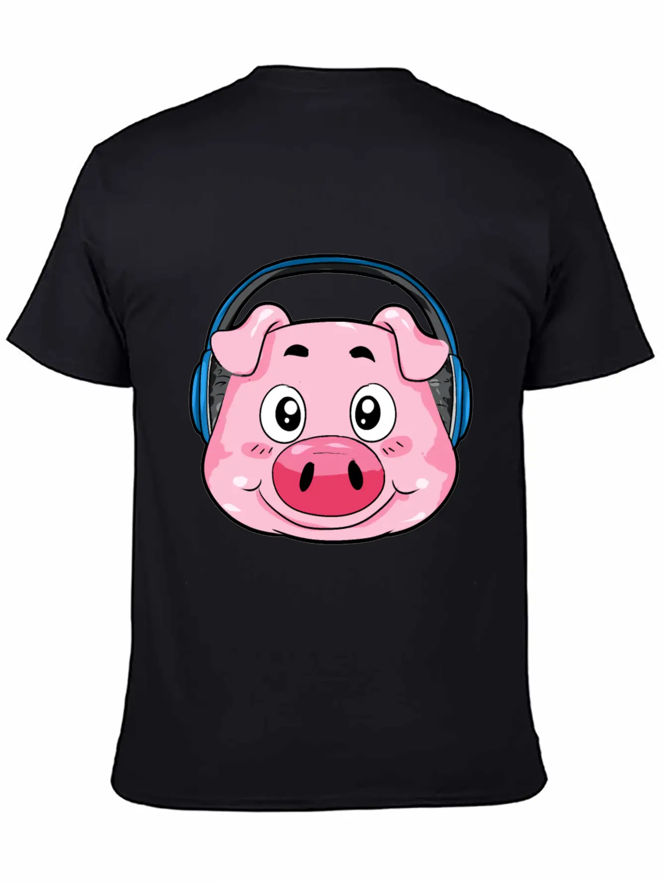 Pig With Headphones Essential Cotton Tee For Daily Outfits – Unisex Style