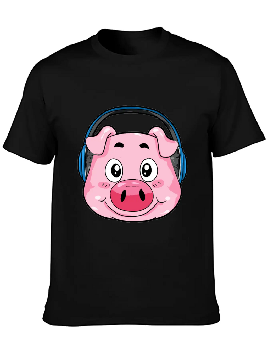 Pig With Headphones Essential Cotton Tee For Daily Outfits – Unisex Style