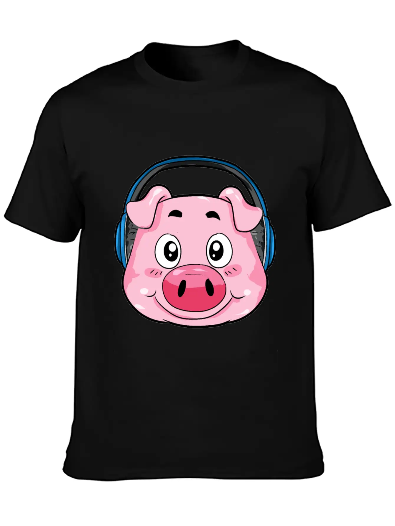 Pig With Headphones Essential Cotton Tee For Daily Outfits – Unisex Style
