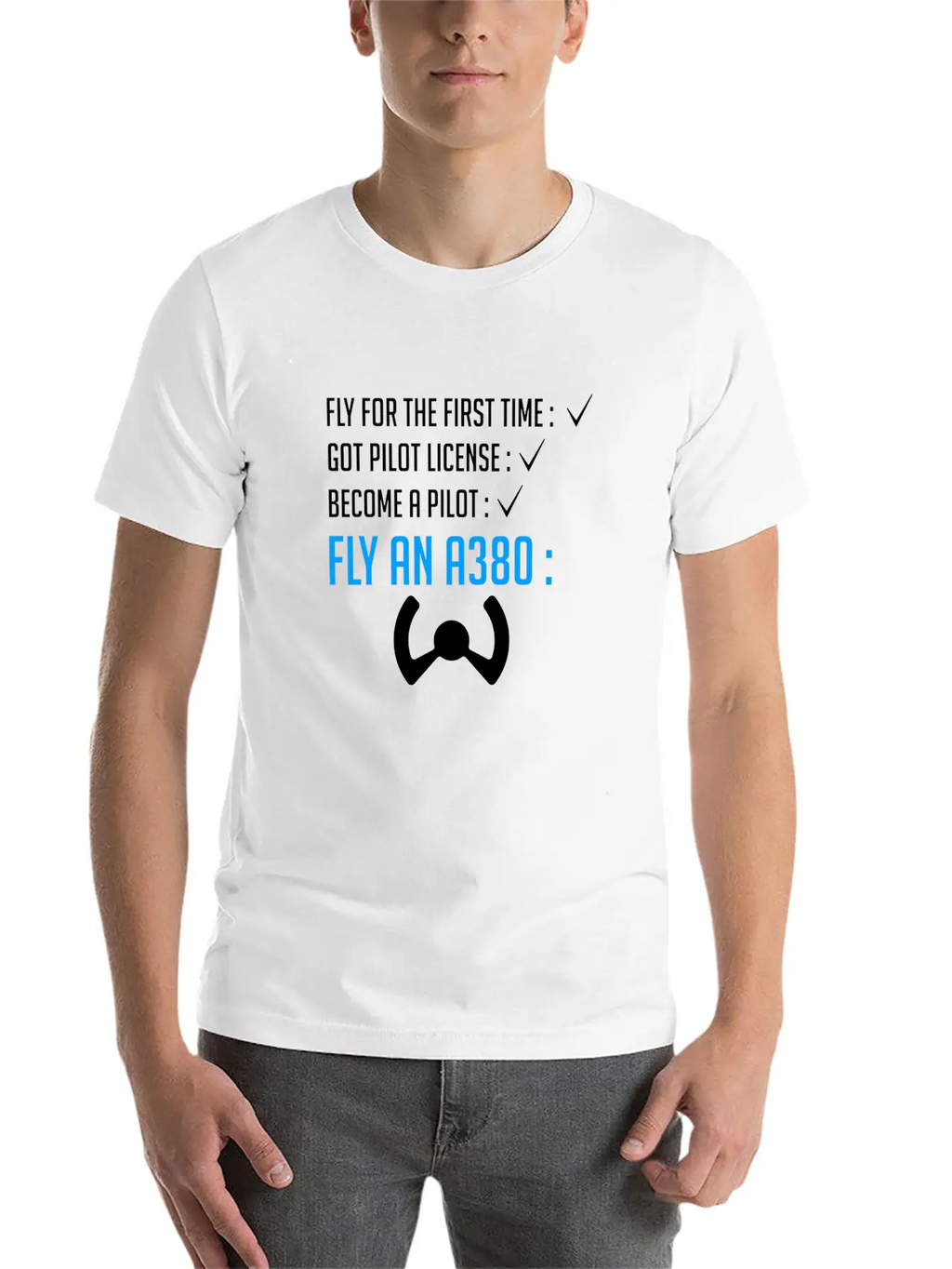 Pilot Airplane Plane A380 Flying Gift Idea Sky Relaxed Everyday Tee – Lightweight And Durable Cotton