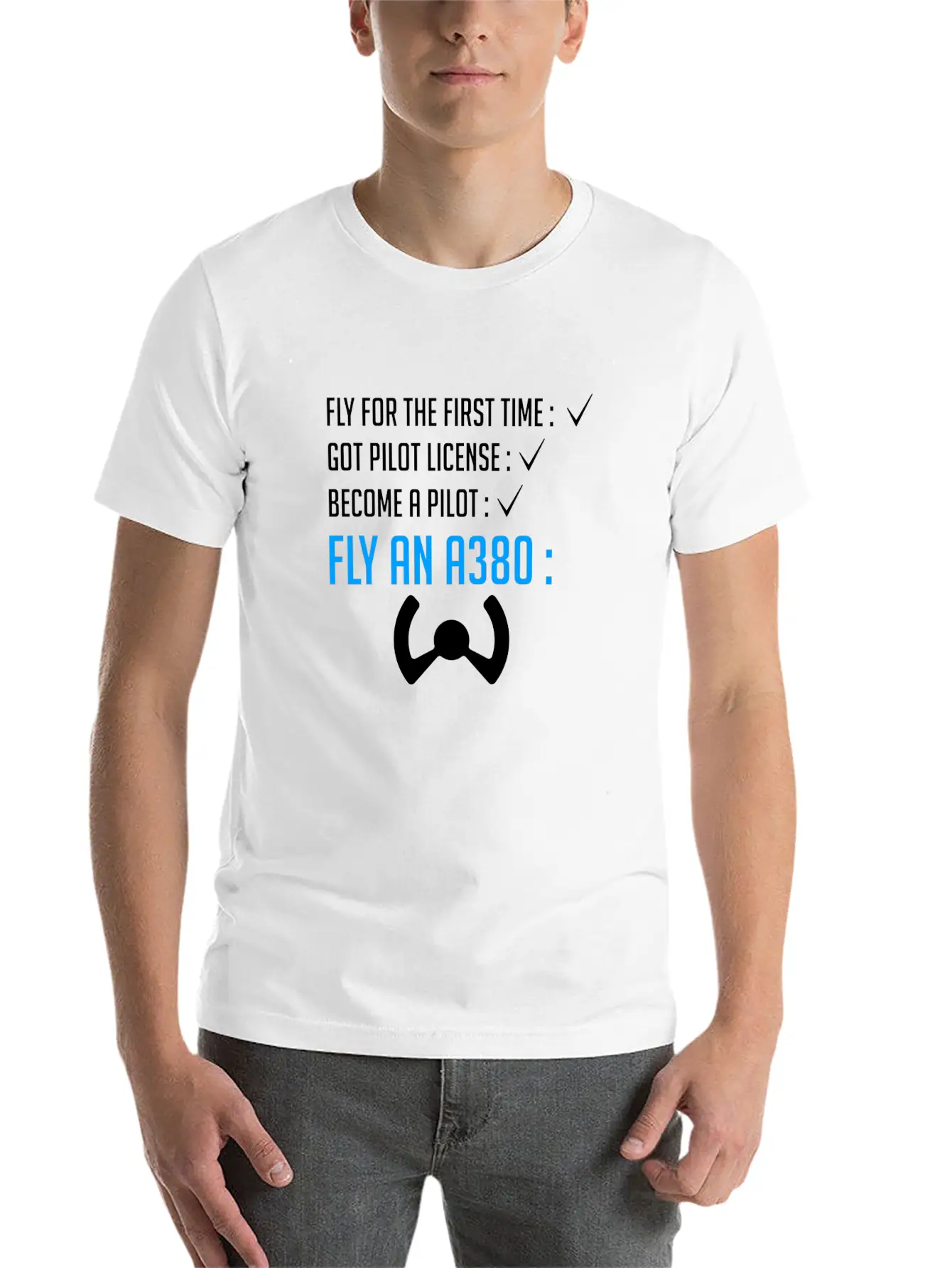 Pilot Airplane Plane A380 Flying Gift Idea Sky Relaxed Everyday Tee – Lightweight And Durable Cotton
