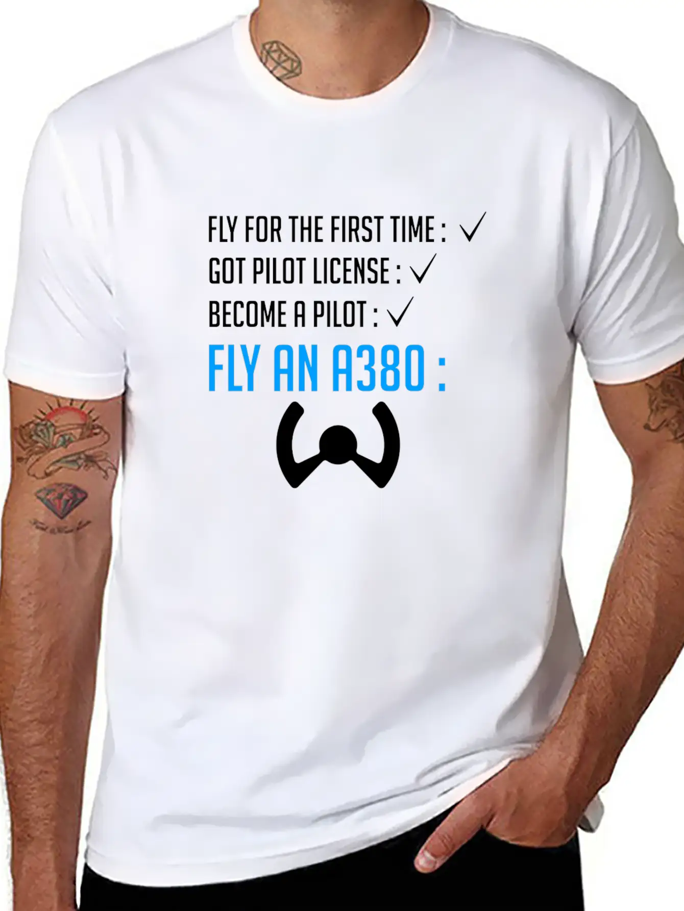 Pilot Airplane Plane A380 Flying Gift Idea Sky Relaxed Everyday Tee – Lightweight And Durable Cotton