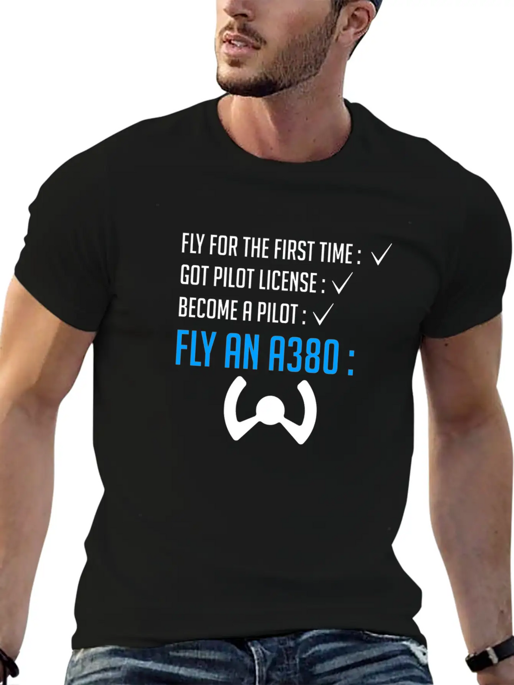 Pilot Airplane Plane A380 Flying Gift Idea Sky Relaxed Everyday Tee – Lightweight And Durable Cotton