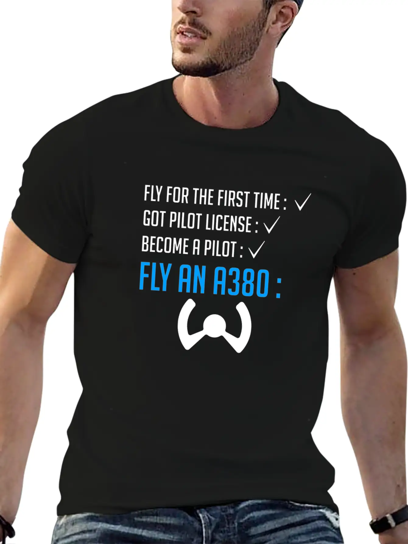 Pilot Airplane Plane A380 Flying Gift Idea Sky Relaxed Everyday Tee – Lightweight And Durable Cotton