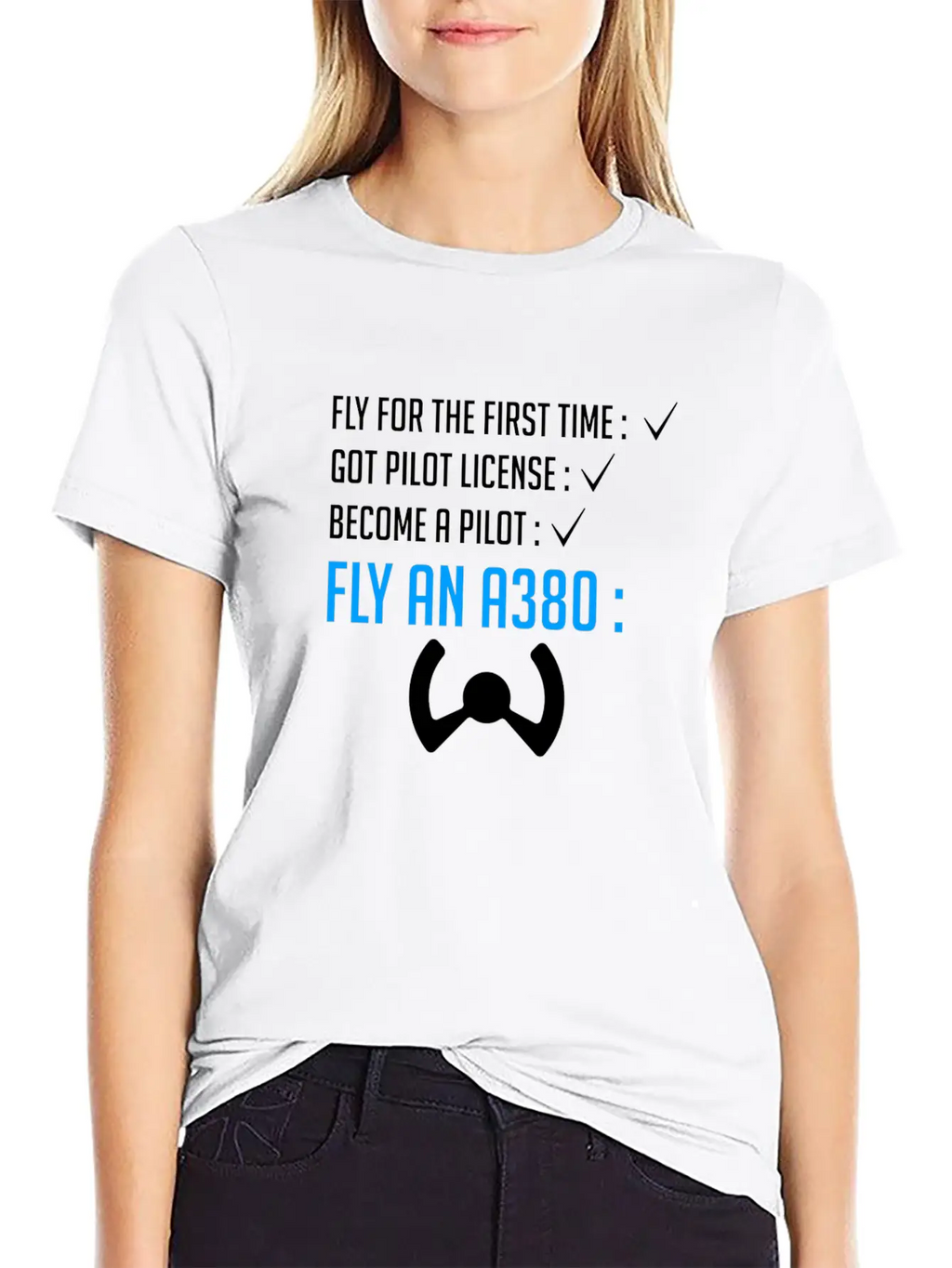 Pilot Airplane Plane A380 Flying Gift Idea Sky Relaxed Everyday Tee – Lightweight And Durable Cotton