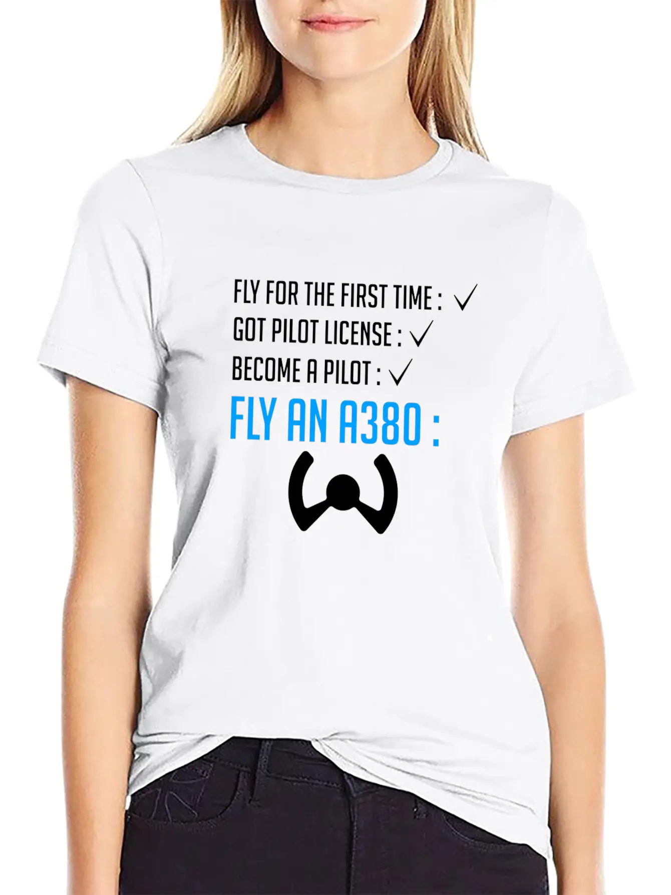 Pilot Airplane Plane A380 Flying Gift Idea Sky Relaxed Everyday Tee – Lightweight And Durable Cotton