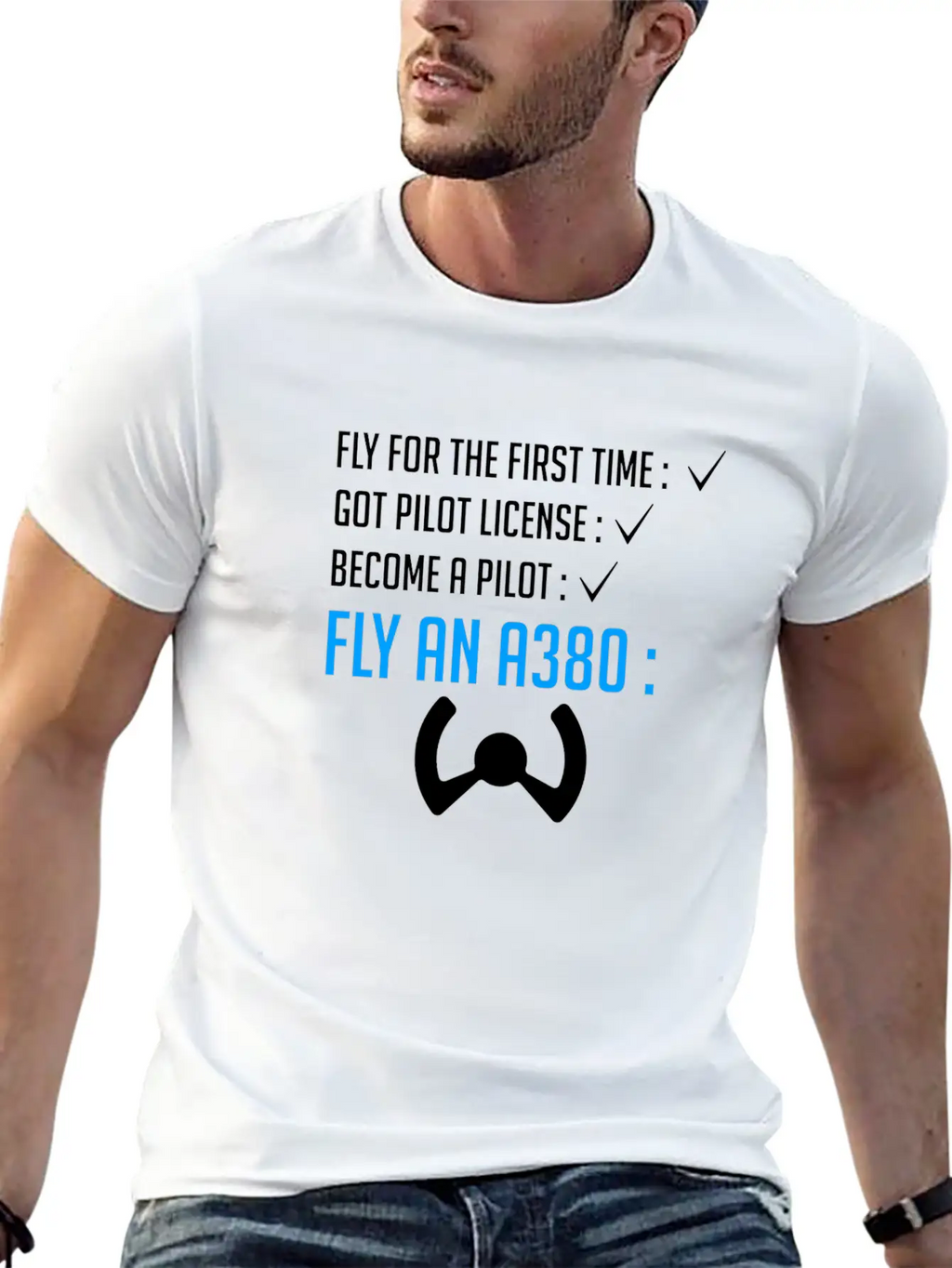 Pilot Airplane Plane A380 Flying Gift Idea Sky Relaxed Everyday Tee – Lightweight And Durable Cotton