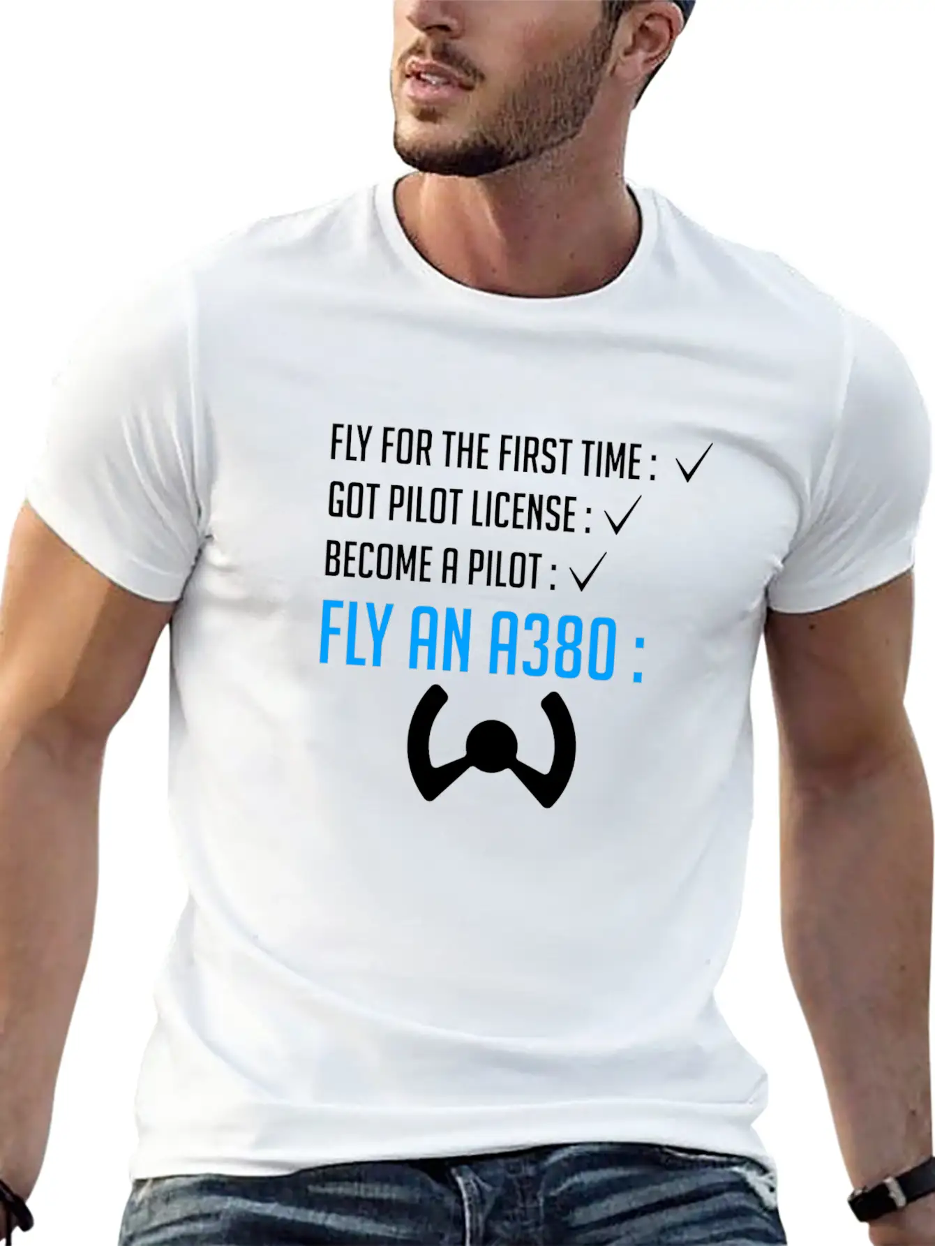 Pilot Airplane Plane A380 Flying Gift Idea Sky Relaxed Everyday Tee – Lightweight And Durable Cotton