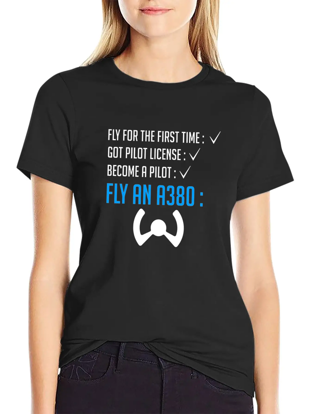 Pilot Airplane Plane A380 Flying Gift Idea Sky Relaxed Everyday Tee – Lightweight And Durable Cotton