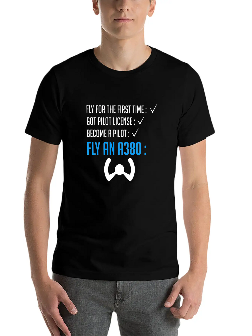 Pilot Airplane Plane A380 Flying Gift Idea Sky Relaxed Everyday Tee – Lightweight And Durable Cotton