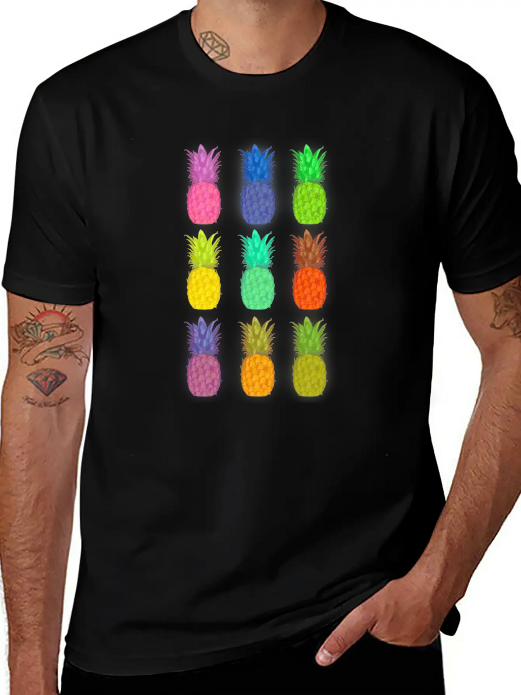 Pineapple Colorful Neon Breathable Soft Cotton T-Shirt – Timeless Casual Look