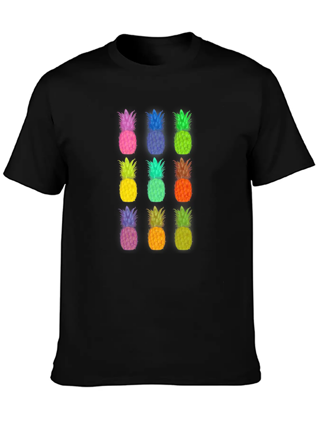 Pineapple Colorful Neon Breathable Soft Cotton T-Shirt – Timeless Casual Look